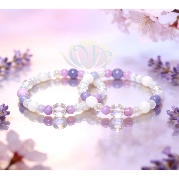 PULSEIRA ANCESTRAL - 4º RAIO - CHAMA BRANCA - CRISTAL (C/ PEDRAS PRECIOSAS)